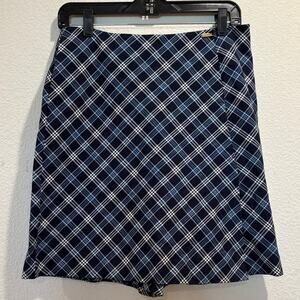 St. John Sport Collection by Marie Gray Blue Plaid Shorts Skort Size 8